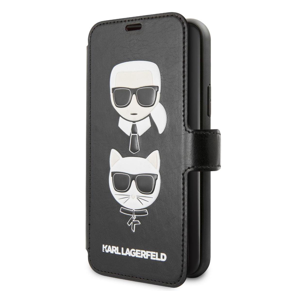 Karl Lagerfeld Zwart hoesje iPhone 11 Pro - Book Case - Pasjeshouder - KLFLBKSN58FKICKC
