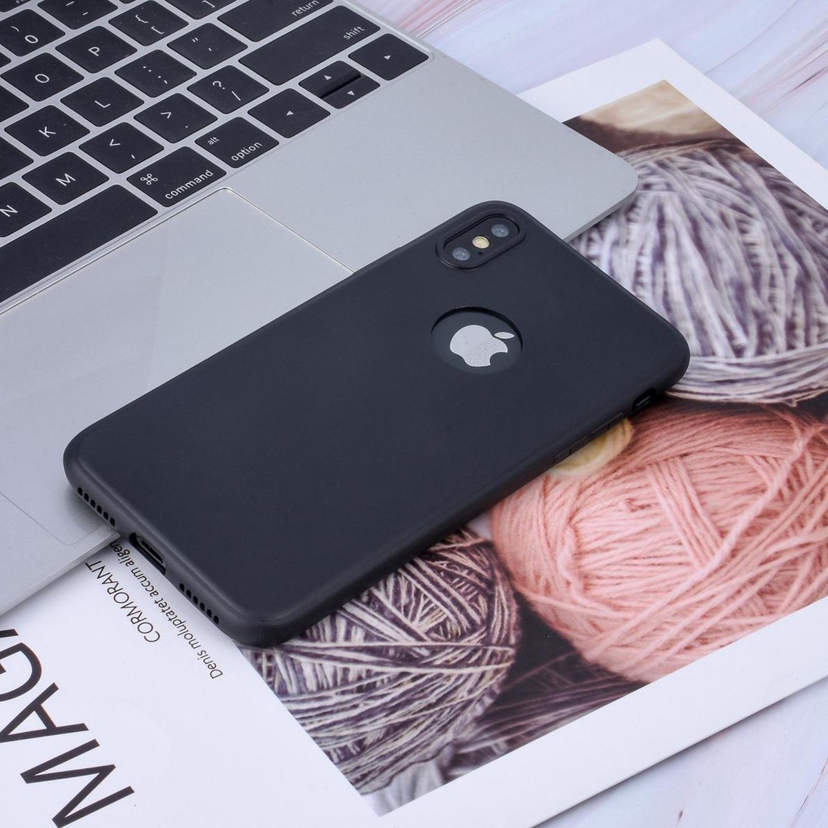 Binnenstructuur Zwart TPU Backcover voor Apple iPhone X-iPhone Xs- 8719273155066