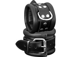 Leren handboeien 6.5 cm breed gevoerd - zwart