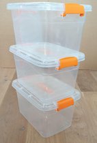 Opbergbox met deksel - Transparant - 5L - 3 Stuks