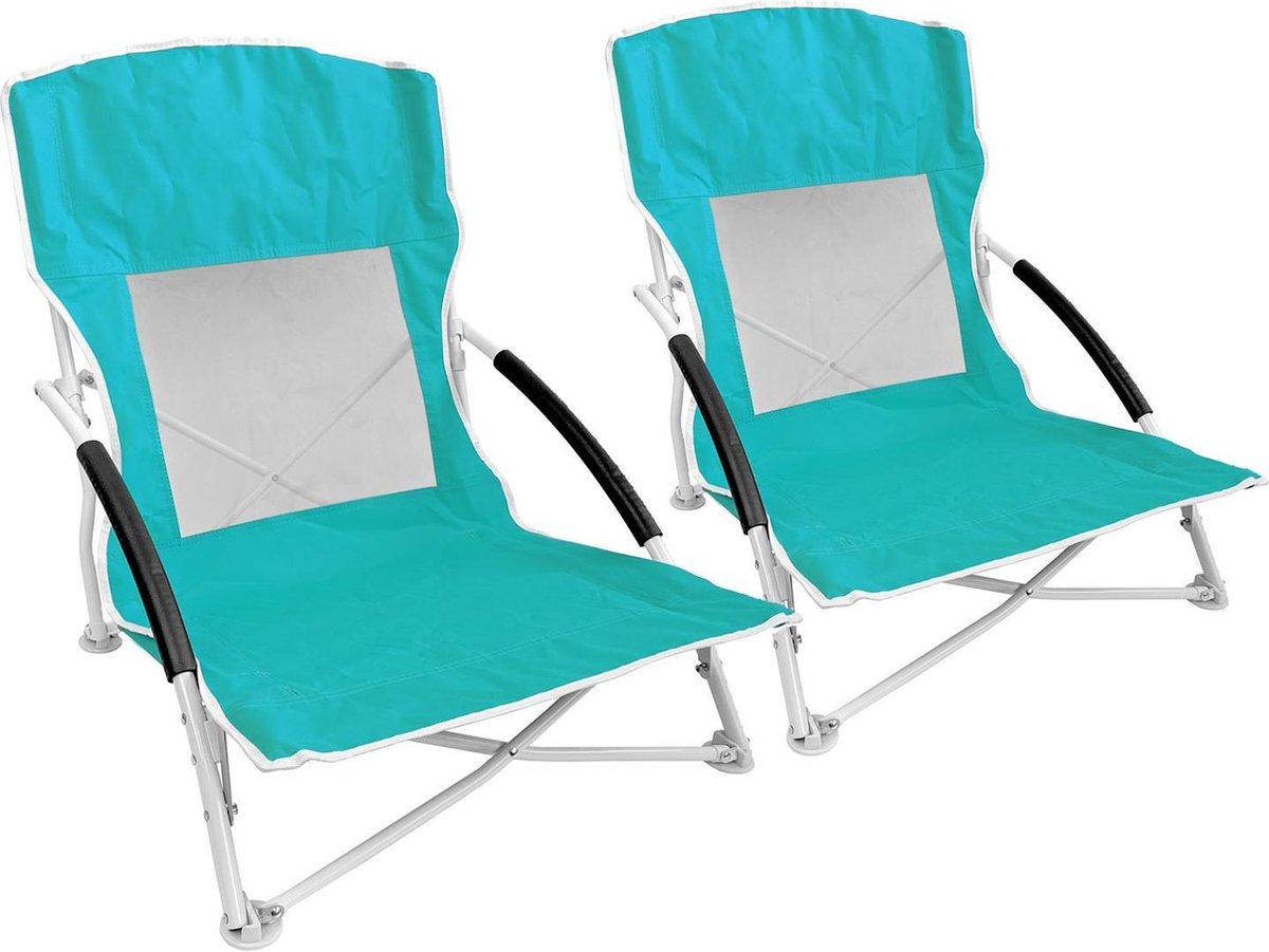 Strandstoel opvouwbaar - Campingstoeltje opvouwbaar - Set van 2 - Turquoise  | bol.com