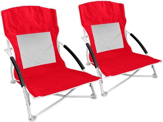 Over instelling zoet timer Strandstoel opvouwbaar - Campingstoeltje opvouwbaar - Set van 2 - Rood |  bol.com