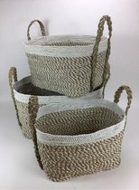 Set van drie mooie handgemaakte rieten manden Ibiza-look