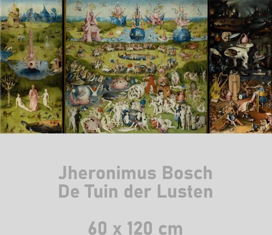 Peinture sur toile * Jheronimus Bosch The Jardin of Earthly Delights * - Art mural - fin du Moyen Âge - couleur - 60 x 120 cm