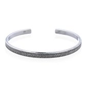 Joy|S - Zilveren zig zag bangle armband visgraat geoxideerd