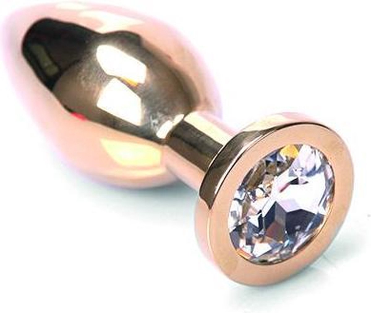 Goedkoopste Buttplug goud met transparant kristal - large