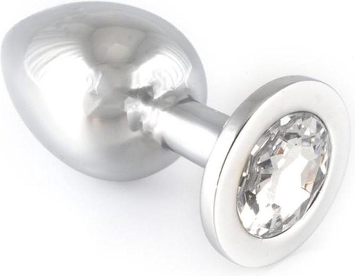 Rimba - Buttplug Groot Met Transparant Kristal - RVS