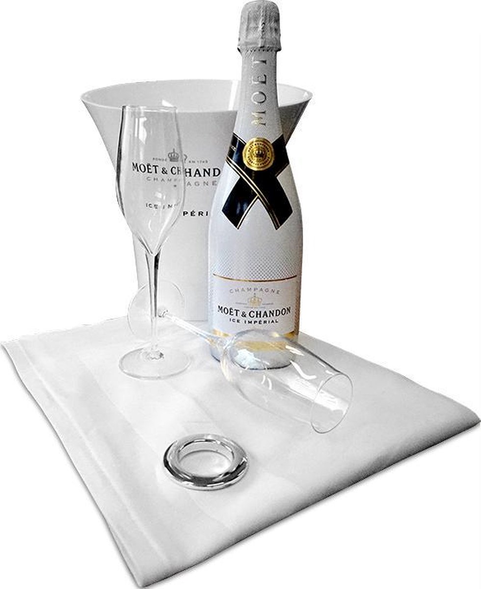 Wijnkoeler servet met zilveren klikring [Wijnkoelerservet - IJsemmer - Bierkoeler - Champagnekoeler - Champagne Emmer - Metaal - Wijn Drank Emmer - Zilver Staal - Horeca Accessoires]