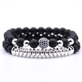 AWEMOZ Natuursteen Armbanden - Kralen Armbandjes - Discobal Zilver