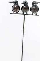 METAL NATURAL BABY KINGFISHER ON STICK FAM OF 3