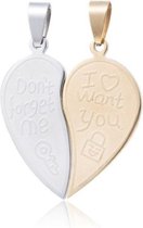 RVS hanger hart Don't forget me / I Love You (2-delig)