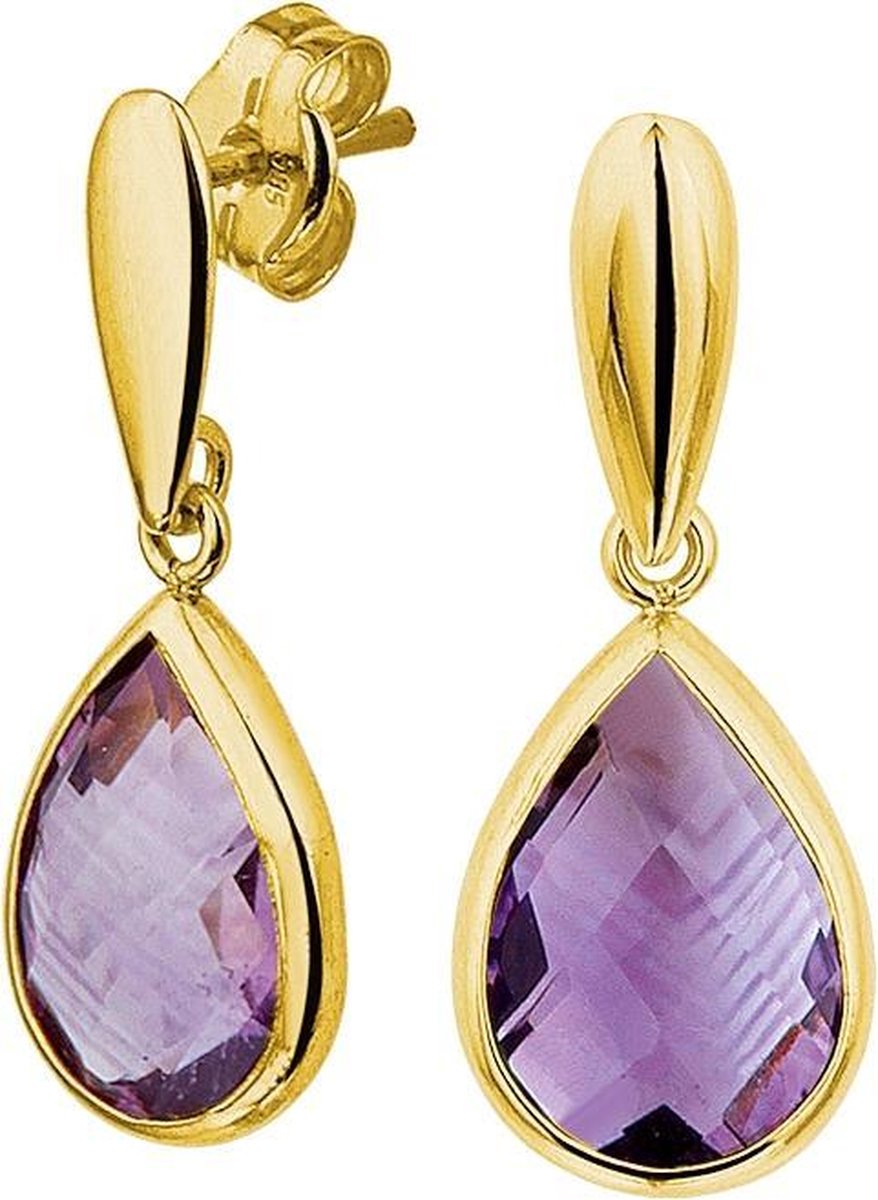 Sparkle14 Oorhangers Amethyst - Goud