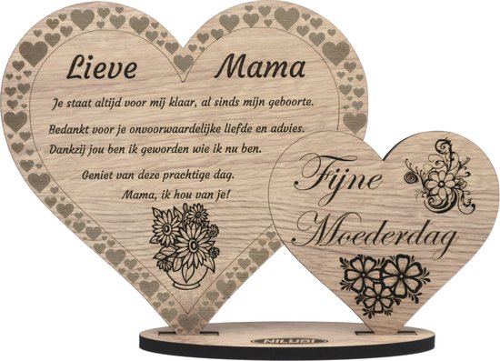 Moederdag - houten wenskaart - cadeau - kaart van hout - geschenk moeder -...