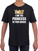 Koningsdag t-shirt Im the princess in this house zwart voor mei S (110-116)