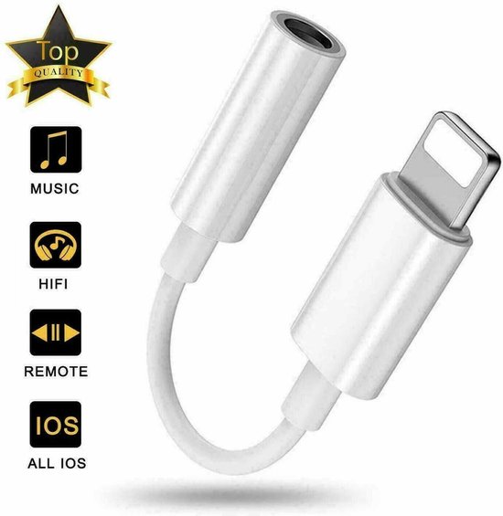 Bluetooth Apple Lightning naar 3,5 mm oordopjes earphones aansluiting converter adapter voor iPhone en iPad ook IOS 13 voor muziek luisteren en bellen d.m.v. Bluetooth connectie zie YouTube filmpje onderaan. van VanTech. — afbeelding 4