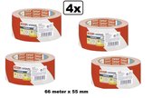 4x Tesa Waarschuwingstape rood/wit 66 meter - Vloer markering muur tape waarschuwing vloer tape corona covid 19 winkel sportschool kapper bedrijf coronaproof