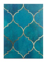 Carnet - Groot Format - Style Oriental - Or Turquoise - Élastique - Couverture souple - Doublé - Lignes - 150 pages - Travail - Etude - Agenda