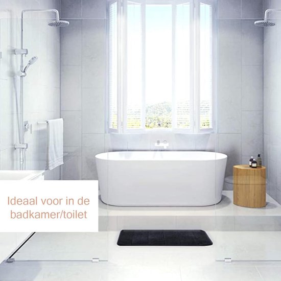 Badmat - Douchemat - Badmat Antislip - Zwart - Badmat Badkamer - Traagschuim - 60 x 40 cm - VDNC