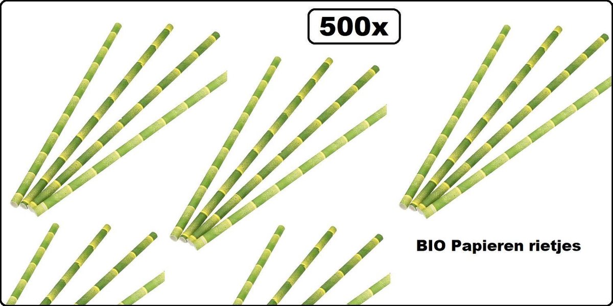 500x BIO Papieren Palm rietjes 6mm x 200mm next generation - Rietje milkshake limonade drinken sinas cola fanta cassis fruit