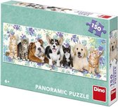 Dino Panoramic Puzzel Honden en Katten 150 stukjes