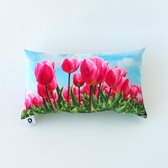 Decolenti | Spring Tullips | Tulpen Sierkussenhoes | Roze | Groen | Blauw | 30 x 50cm
