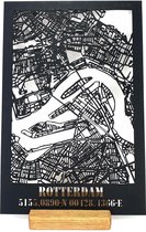 Standing Citymap Rotterdam MDF hout - 25x35 cm - Stadskaart woondecoratie - Wanddecoratie