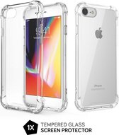 iPhone 7 / 8 Hoesje Shock Proof Siliconen Hoes Case Cover Transparant - 1 x Tempered Glass Screenprotector
