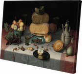 Stilleven met kazen | Floris Claesz. van Dijck | ca.1615 | 30Cm x 20CM | Canvas | Foto op canvas | Oude meesters