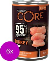 6x Wellness Core Hondenvoer Blik Kalkoen - Kool 400 gr