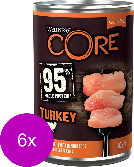 Wellness Core Grain Free 95 400 g - Hondenvoer - 6 x Kalkoen&Boerenkool
