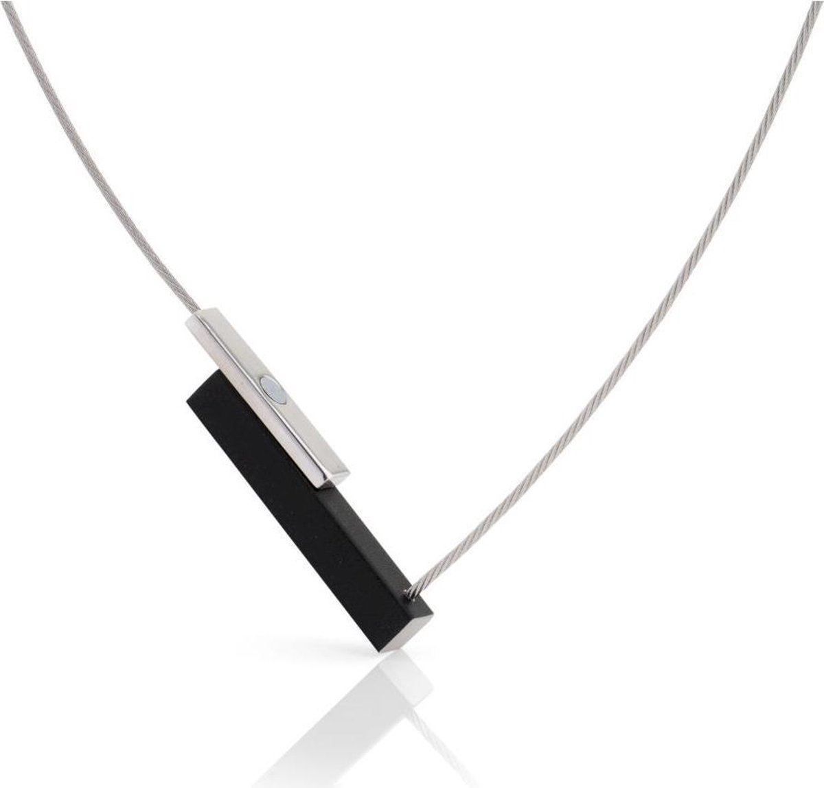 CLIC JEWELLERY STERLING SILVER WITH ALUMINIUM NECKLACE BLACK CS008Z