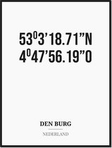 Poster/kaart DEN BURG met coördinaten
