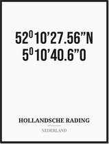 Poster/kaart HOLLANDSCHE RADING met coördinaten