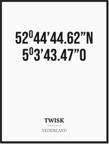 Poster/kaart TWISK met coördinaten