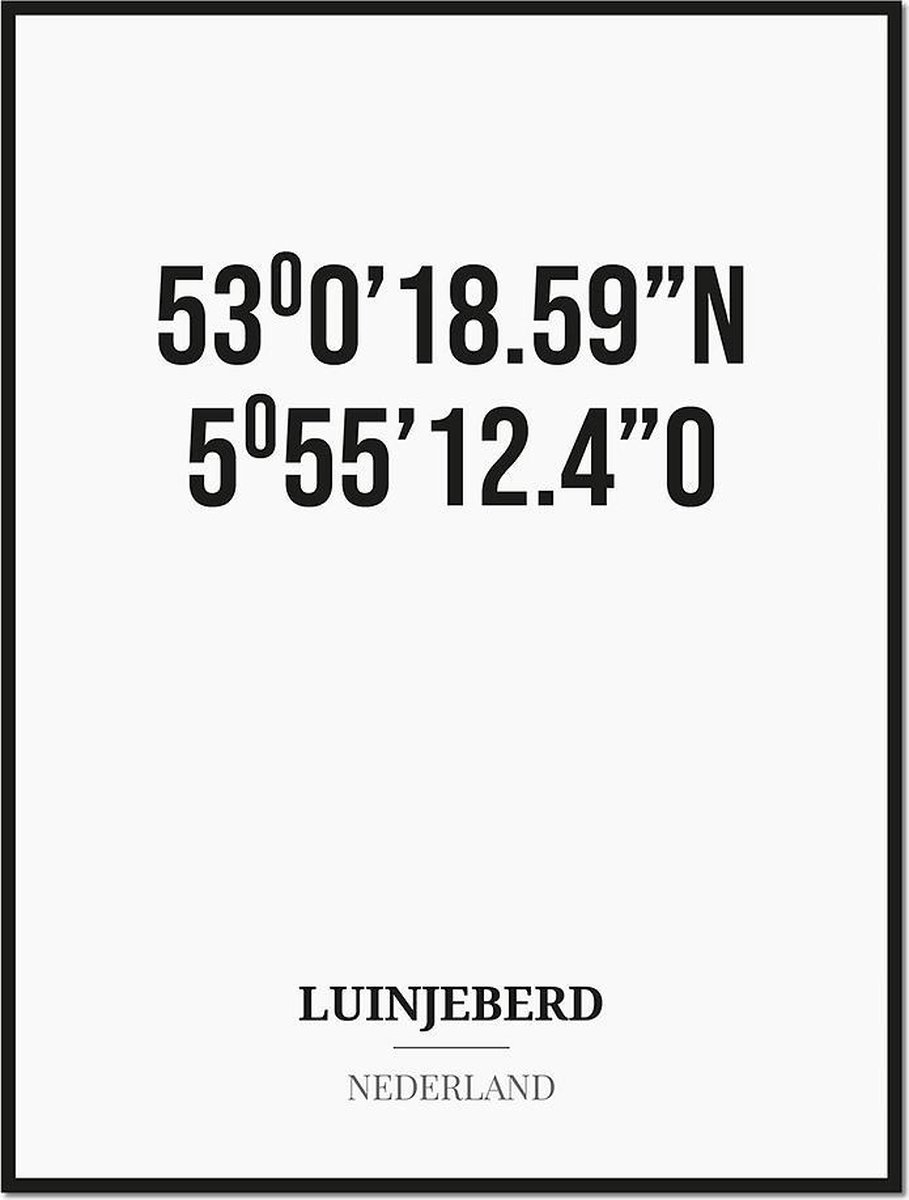 Poster/kaart LUINJEBERD met coördinaten