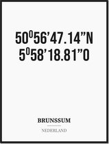 Poster/kaart BRUNSSUM met coördinaten