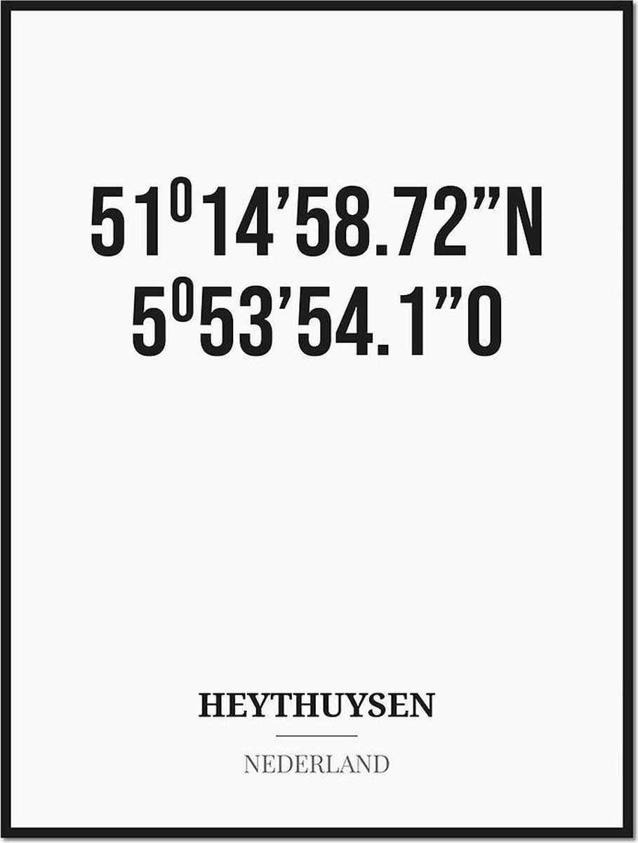 Poster/kaart HEYTHUYSEN met coördinaten