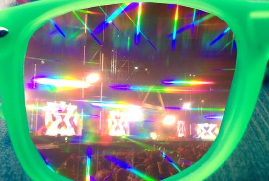 Space Zonnebril - Spacebril Klepje - Caleidoscoop Bril - Kaleidoscoop Bril - Diffractie Bril - Festival Bril - Zwart