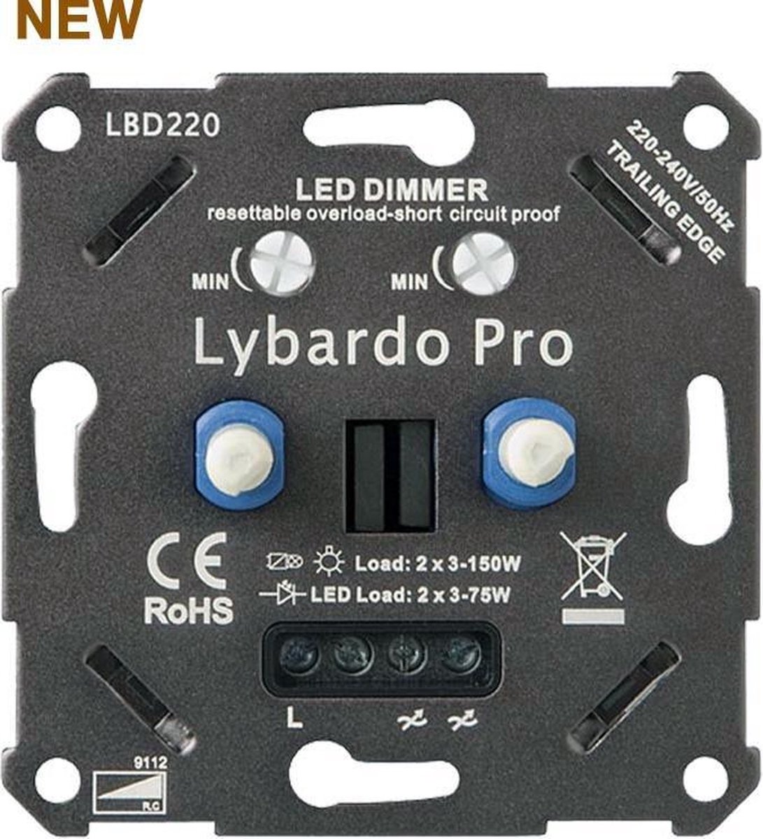 bol.com | Lybardo ITEC 2 x 3-75W Pro LED Duo Dimmer - Fase Afsnijding -  Universeel -...