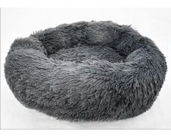 Fuzly - Donut hondenmand - Kattenmand - Superzacht - Wasbaar - Hondenbed - Hondenkussen - 60cm Antraciet