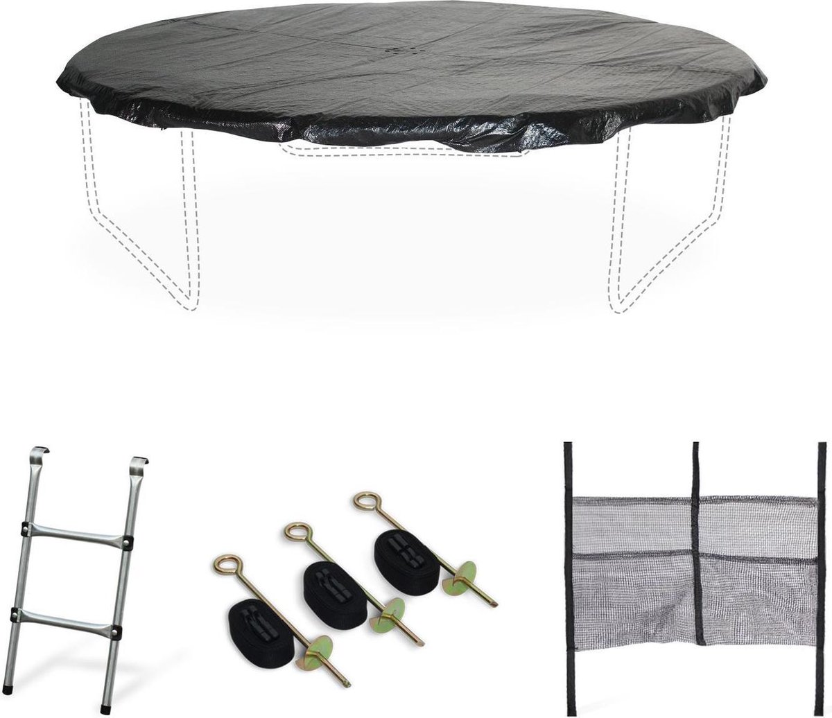 Accessoire set voor trampoline Ø250cm met ladder beschermhoes opbergnet voor schoenen en verankeringskit