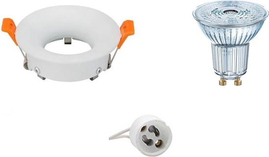 LED Spot Set - OSRAM Parathom PAR16 930 36D - GU10 Fitting - Dimbaar - Inbouw Rond - Mat Wit - 3.7W - Warm Wit 3000K - Ø85mm