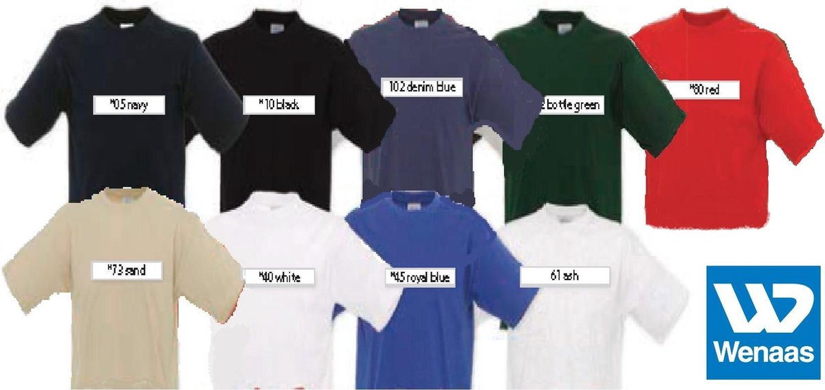 Wenaas- dubbelpak T-shirt heren basic - 100% gekamde katoen 180 gr/m2 -  (GOLDEN) 35010... | bol