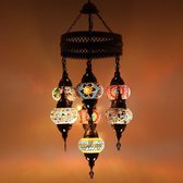 Turkse Lamp -  Hanglamp - Mozaïek Lamp - Marokkaanse Lamp - Oosters Lamp - Authentiek - Handgemaakt- Kroonluchter- Multi Kleur - 7 bollen