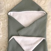Wikkeldoek Oudgroene wafel met wellness fleece
