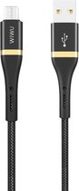 WIWU - Micro USB naar USB 2.0 kabel - Snellader 2.4A - Nylon - 2 meter - Zwart