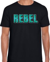 Rebel fun tekst t-shirt zwart heren L