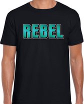 Rebel fun tekst t-shirt zwart heren M
