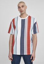 Urban Classics Heren Tshirt -S- Heavy Oversized Big AOP Stripe Rood