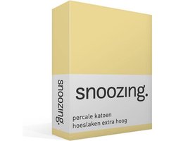 Snoozing - Hoeslaken - Extra hoog - Tweepersoons - 150x200 cm - Percale katoen - Geel